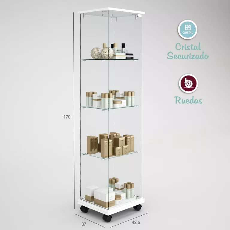 12041-Vitrina-eco-cristal-templado-techo-madera-blanca-ruedas