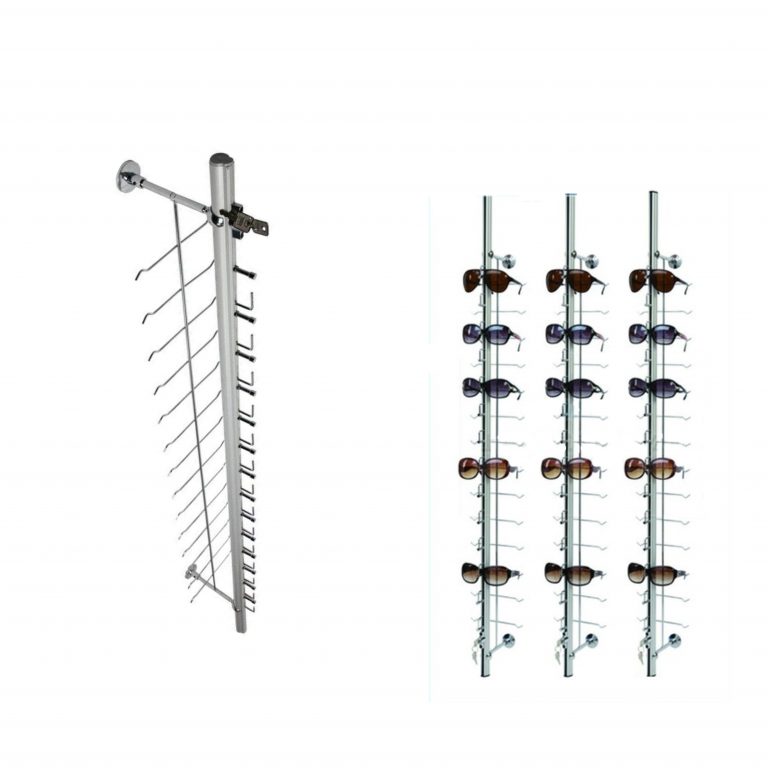 EXPOSITOR aluminio a pared 14 GAFAS REDONDO 120cm