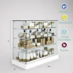 1211- VITRINA CRISTAL TEMPLADO 3 ESTANTES 1020x460x950-BLANCO-PRO