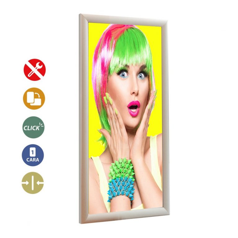 PORTACARTEL APERTURA FRONTAL INGLETE ( 38x98cm ZONA VISIBLE)