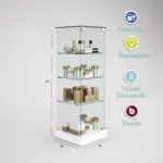 1221 - VITRINA CRISTAL TEMPLADO 3 ESTANTES 460x460x1400 BLANCO-PRO