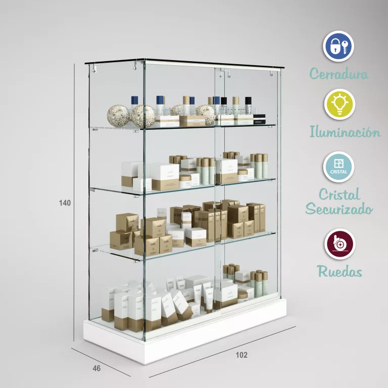 Vitrina-cristal-8mm-templado-3 estantes-1020x460x1400