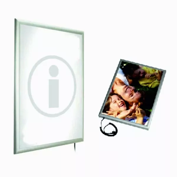 PORTACARTEL MARCO CON LUZ APERTURA FRONTAL ALUMINIO A2