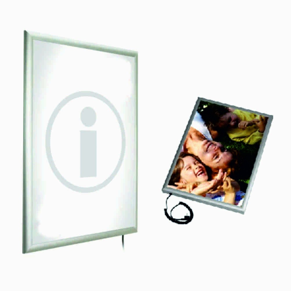 PORTACARTEL MARCO CON LUZ APERTURA FRONTAL ALUMINIO A0