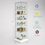 1230 - VITRINA CRISTAL TEMPLADO 5 ESTANTES 460x460x1900-BLANCO
