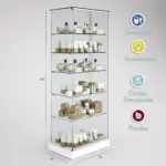 1233 - VITRINA CRISTAL TEMPLADO 5 ESTANTES 700x460x1900-BLANCO