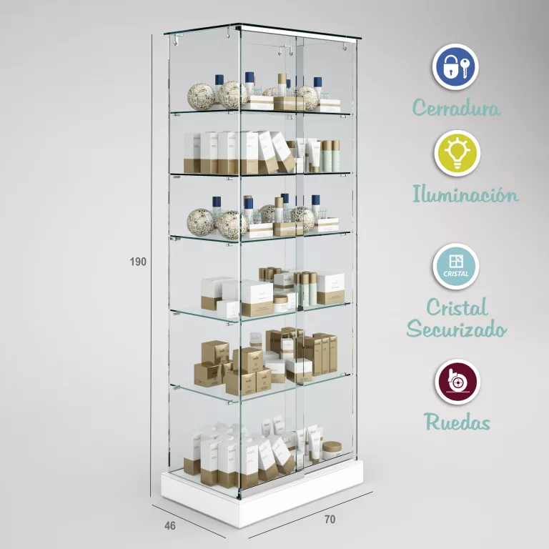 Vitrina-cristal-8mm-templado-5 estantes-700x460x1900