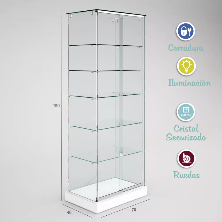 Vitrina-cristal-8mm-templado-5 estantes-700x460x1900