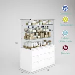 Vitrina-cristal-templado-3 estantes-buch-6 cajones-altura 145cm