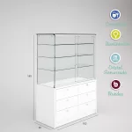 Vitrina-cristal-templado-3 estantes-buch-6 cajones-altura 145cm