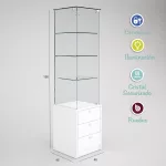 Vitrina-cristal-templado-3 estantes-buch-3 cajones