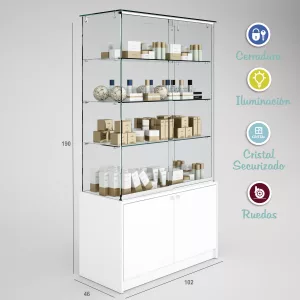 Vitrina-cristal-templado-3 estantes-buch de 2 puertas-altura 190cm