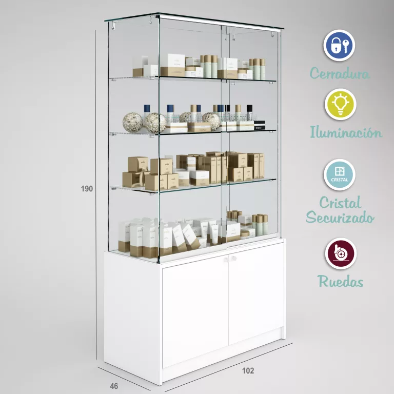 Vitrina-cristal-templado-3 estantes-buch de 2 puertas-altura 190cm