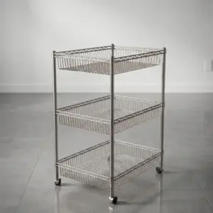 Estantería tubo bambú 91x115x60cm con 3 cestas rectas