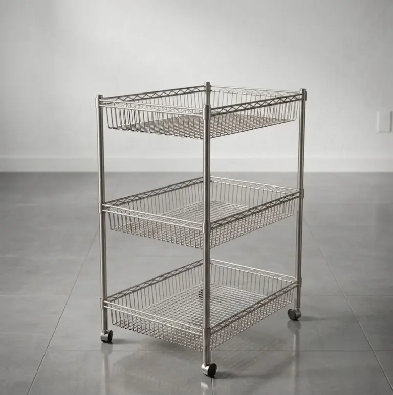Estantería tubo bambú 91x115x60cm con 3 cestas rectas