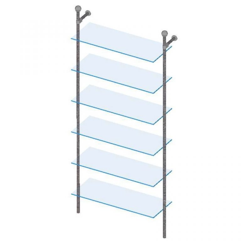 MODULO TUBO 25mm RECTO 6 ESTANTES CRISTAL