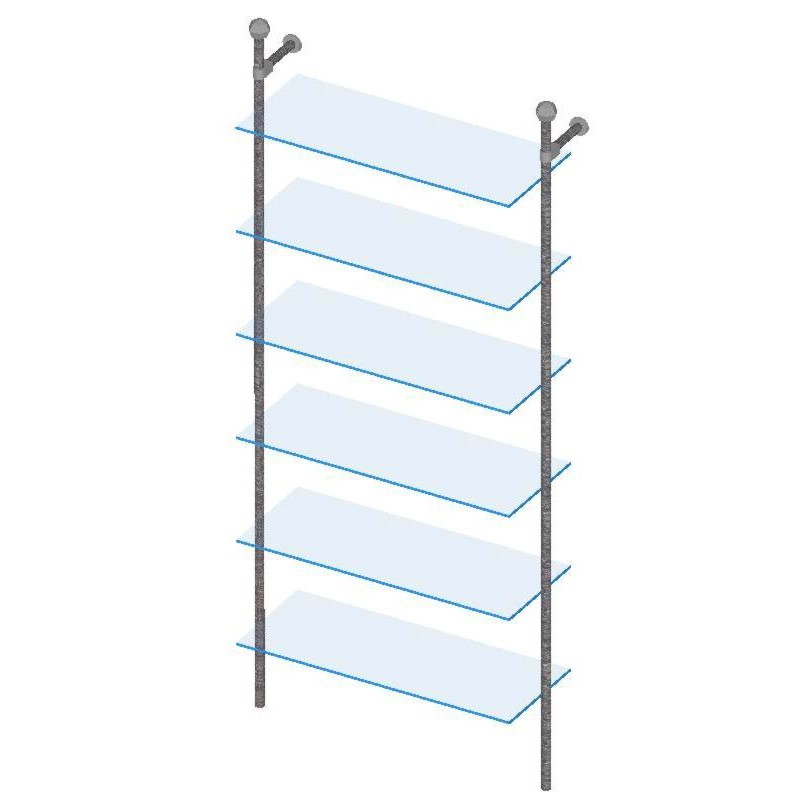 MODULO TUBO 25mm RECTO 6 ESTANTES CRISTAL