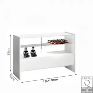 Mostrador vitrina alta 140cm alto 95cm-CRISTAL TEMPLADO