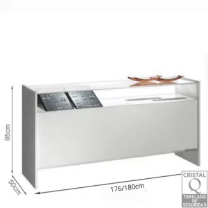 Mostrador vitrina corta 180cm alto 95cm - CRISTAL TEMPLADO