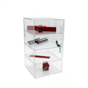 Vitrina 3 estantes acrilico transparente con llave