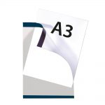 PORTACARTEL PLÁSTICO VERTICAL CON IMÁN DINA3 (en paquete 5uds)