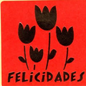 PAQUETE 500 ETIQUETAS ADHESIVAS . felicidades 500 tulipanes oro