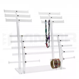 EXPOSITOR SOBREMESA PENDIENTES Y COLLARES DOBLE TRANSPARENTE DOBLE.