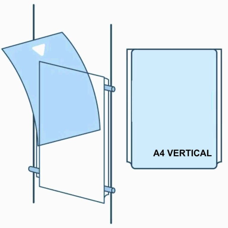 PORTACARTEL DIN A4 VERTICAL PARA CABLE TRANSPARENTE DIN-A4