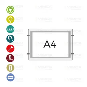 PORTACARTEL MAGNETICO DOBLE LED "SIST.CABLE" 4 HORIZONTAL 12V-6,7w