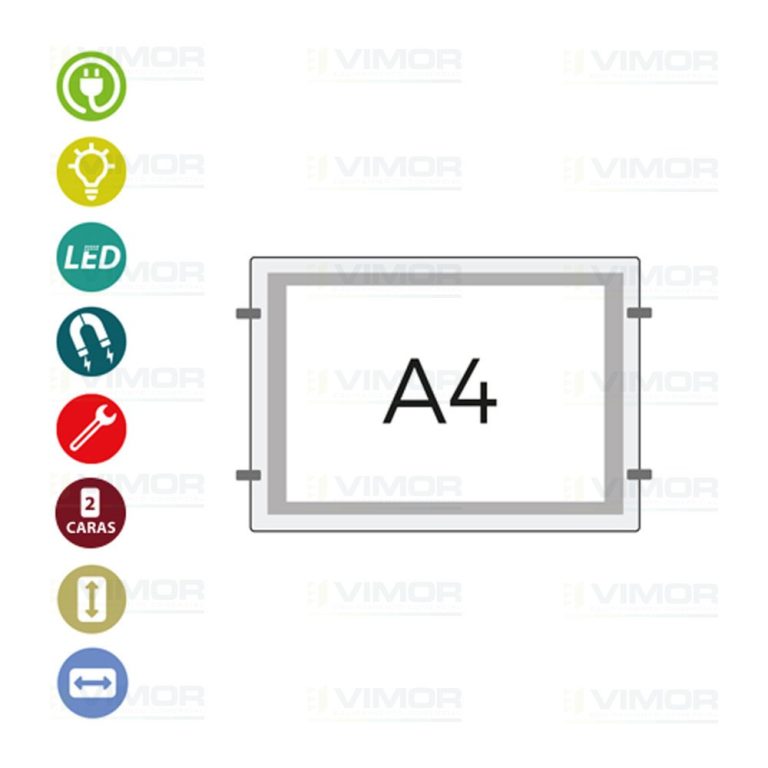 PORTACARTEL MAGNETICO DOBLE LED "SIST.CABLE" 4 HORIZONTAL 12V-6,7w