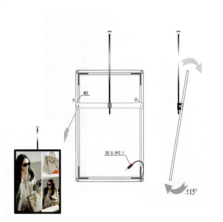 Soporte a techo para portacartel sobre led