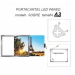 Portacartel led sobre DIN A3 con enganches a pared