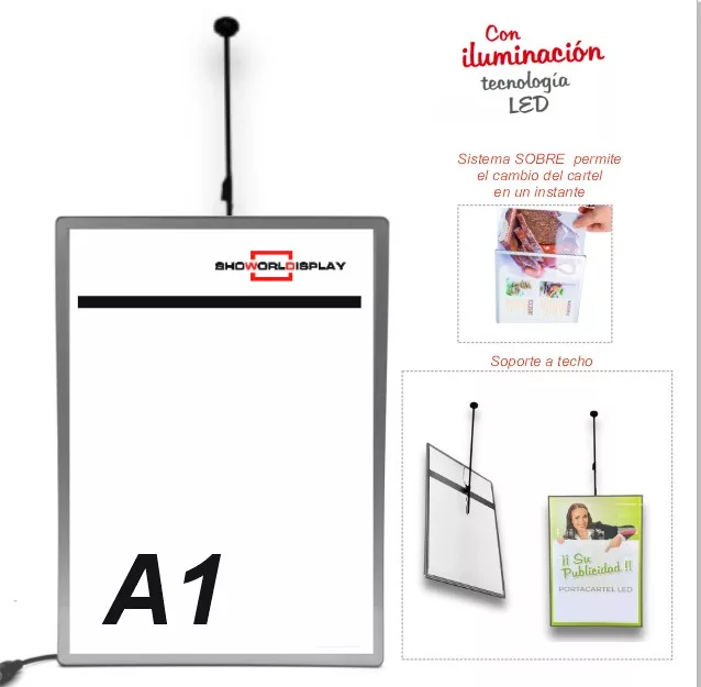 Portacartel sobre led a techo