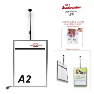 Portacartel sobre led a techo