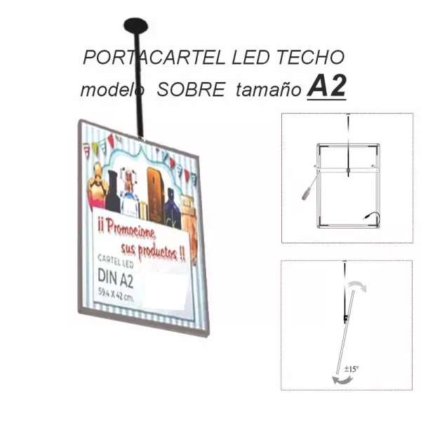 Portacartel sobre led a techo A2