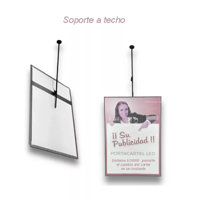 Portacartel sobre led a techo