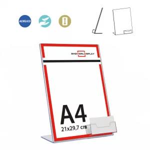 Portacartel con tarjetero A4 vertical BASE L