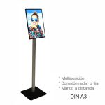 Portacartel led sobre din a3-mando-sensor de movimiento-bateria