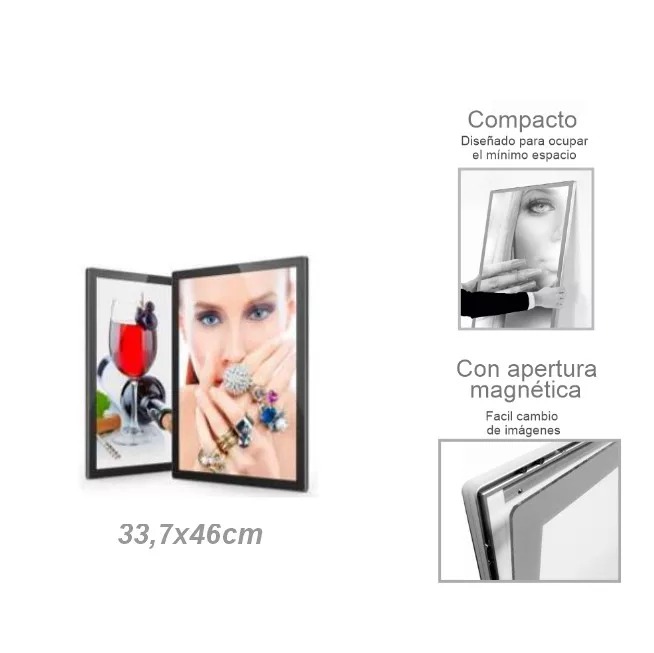 Portacartel apertura magnética led