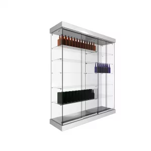 CONJUNTO 1 VITRINA 1233 + 1 VITRINAS 1234 CON TECHO MADERA Y FOCOS