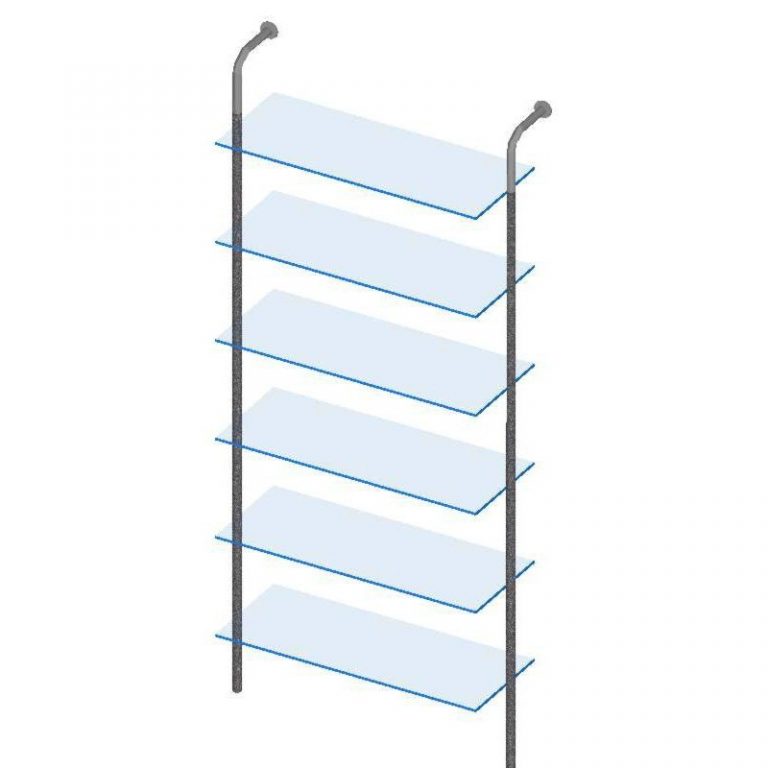 MODULO TUBO 25mm CODO 6 ESTANTES CRISTAL 90cms INICIAL