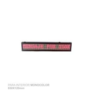 PANTALLA DIGITAL PARA INTERIOR MONOCOLOR 650X120mm