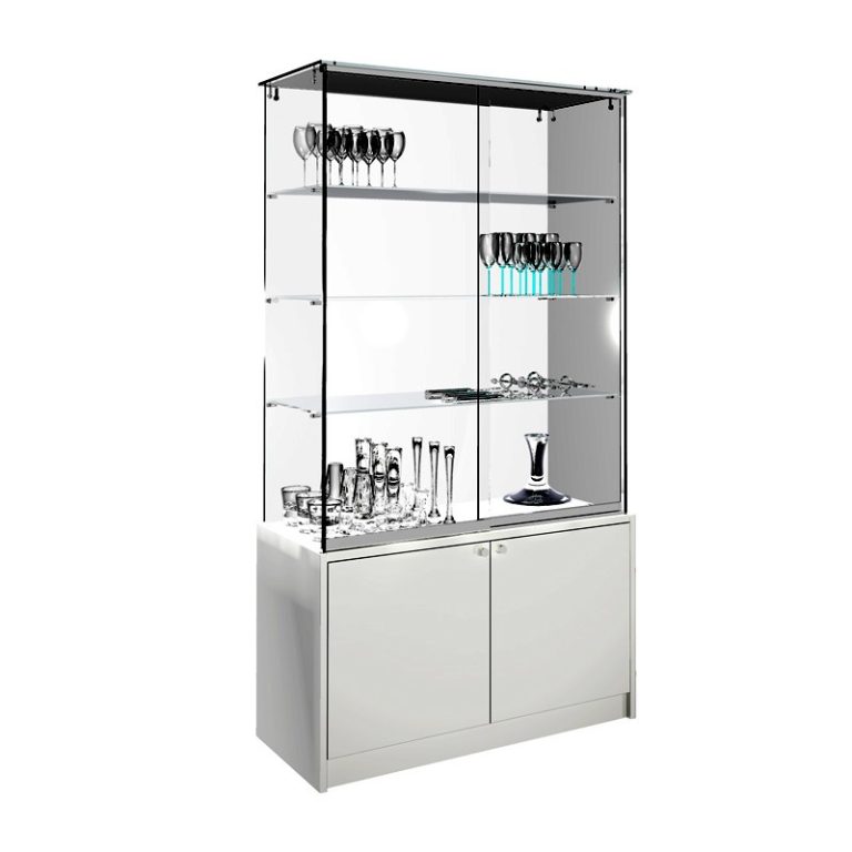 VITRINA CRISTAL TEMPLADO 3 ESTANTES Y BUCH DE 2 PUERTAS