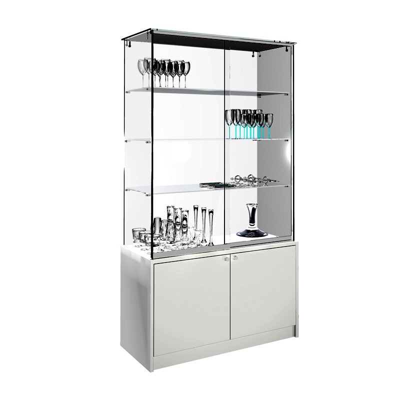 VITRINA CRISTAL TEMPLADO 3 ESTANTES Y BUCH DE 2 PUERTAS