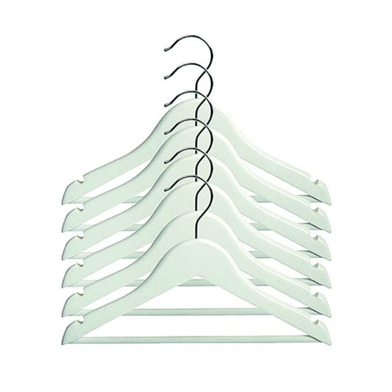 PERCHA MADERA CONJUNTO PARA NIÑO BLANCA 27cm (en caja de 100uds)
