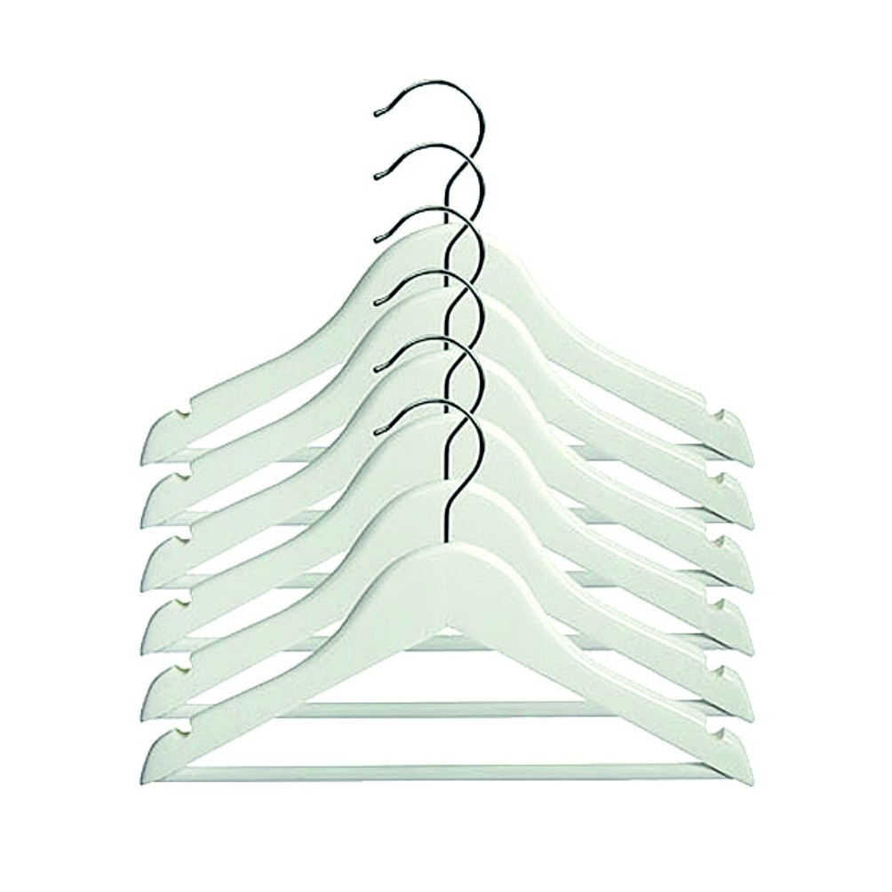 PERCHA MADERA CONJUNTO PARA NIÑO BLANCA 27cm (en caja de 100uds)