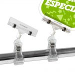 PORTAPRECIOS PINZAS TUBO/ESTANTE Y CARTEL 11cm. (en paquete de 5uds)