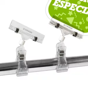 PORTAPRECIOS PINZAS TUBO/ESTANTE Y CARTEL 11cm. (en paquete de 5uds)