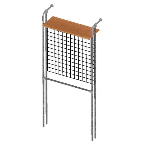 MOD.DOBLE TUBO 25mm CODO EST. MAD.MALLA Y BARRA COLG.