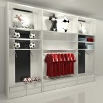 MURAL GENOVA (3 MODULOS 120-180-120) ESTANTES Y BARRA CONFECCIÓN